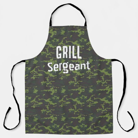 Grill Sergeant Camouflage Funny Grillen Men's Long Schürze (Vorderseite)