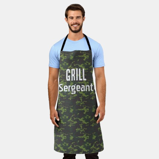 Grill Sergeant Camouflage Funny Grillen Men's Long Schürze (Getragen)