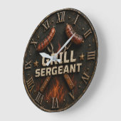 Grill Sergeant Funny BBQ Grill Master Barbecue  Große Wanduhr (Winkel)