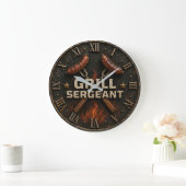 Grill Sergeant Funny BBQ Grill Master Barbecue  Große Wanduhr (Zuhause)