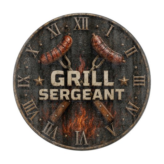 Grill Sergeant Funny BBQ Grill Master Barbecue Schneidebrett (Vorderseite)