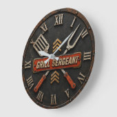 Grill Sergeant Funny BBQ Grill Master Man Cave Große Wanduhr (Winkel)
