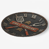 Grill Sergeant Funny BBQ Grill Master Man Cave Pappteller (Schrägansicht)