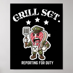 Grill Sgt. Lustiger Bbq Grillabend Poster