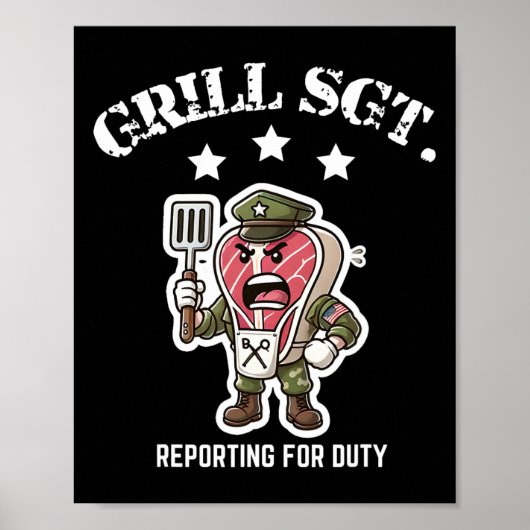 Grill Sgt. Lustiger Bbq Grillabend Poster (Vorne)