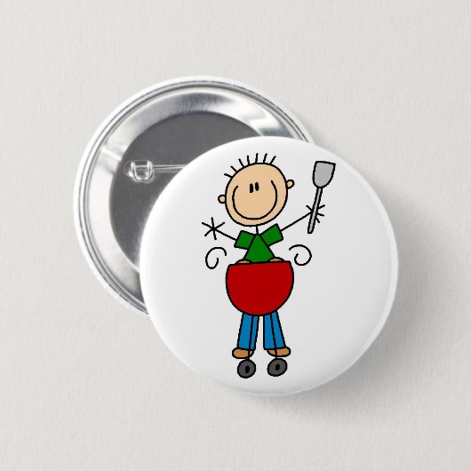 Grill-Strichmännchen-Knopf Button (Vorne & Hinten)