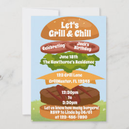 Grill und Chill BBQ Geburtstags Familienzusammenku Einladung