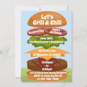 Grill und Chill BBQ Geburtstagsfamilientreffen Einladung