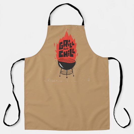 Grill und Chill Flaming Barbecue Fun Schürze (Vorderseite)