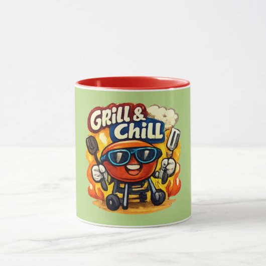 Grill und Chill & Lustiger BBQ Tasse (Zentrum)