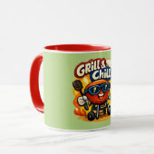 Grill und Chill & Lustiger BBQ Tasse (Vorderseite Links)