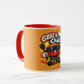 Grill und Chill & Lustiger BBQ Tasse (Vorderseite Links)