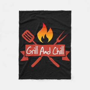 Grill und Kill Grillen Food Lover Funny Fleecedecke