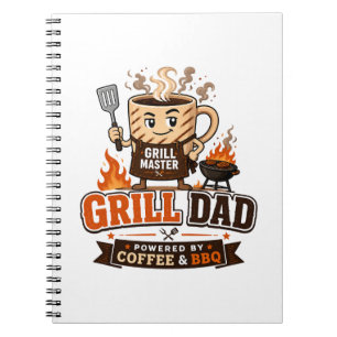 Grill-Vater, angetrieben von Kaffee und BBQ Lustig Notizblock