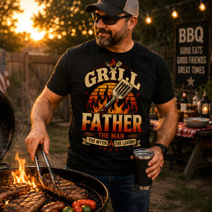 Grill Vater BBQ Retro Sonnenuntergang abgenutzt T-Shirt