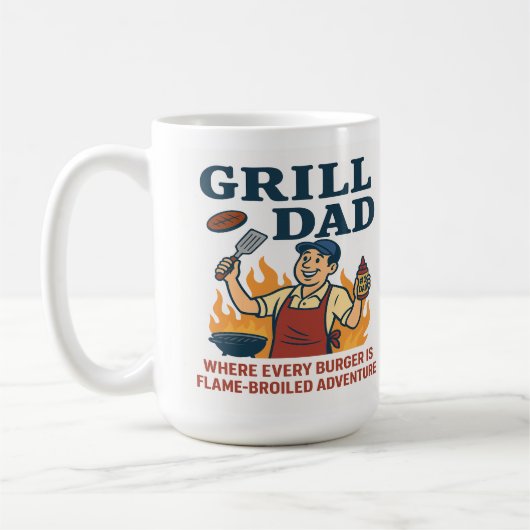 Grill-Vater - Flammengeplagtes Abenteuer Kaffeetasse (Links)