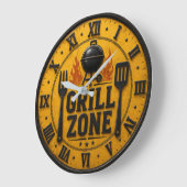Grill Zone BBQ Grill Master Kitchen Rustic Große Wanduhr (Winkel)