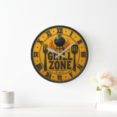 Grill Zone BBQ Grill Master Kitchen Rustic Große Wanduhr (Zuhause)