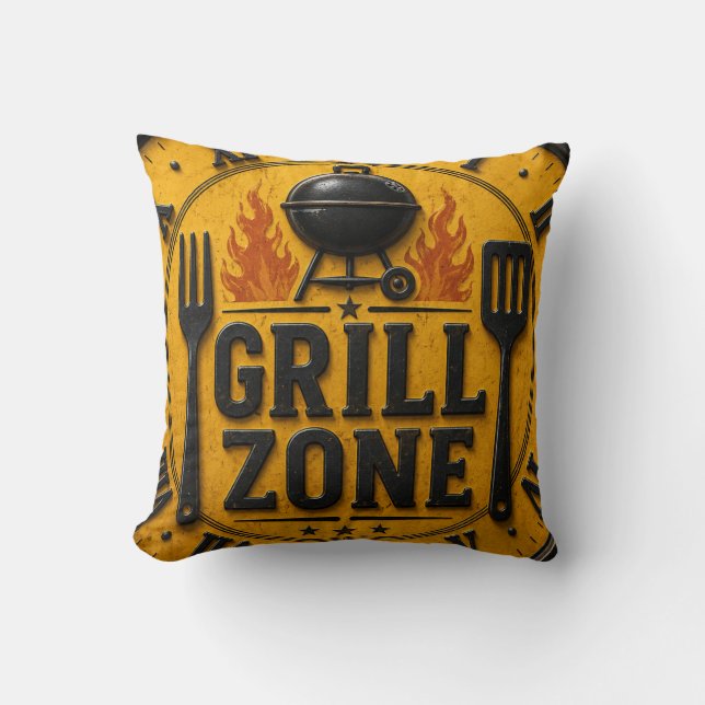 Grill Zone BBQ Grill Master Kitchen Rustic  Kissen (Vorderseite)