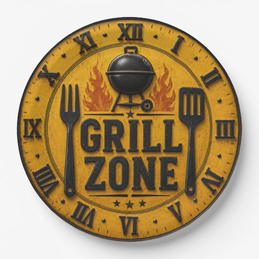 Grill Zone BBQ Grill Master Kitchen Rustic  Pappteller (Vorderseite)