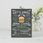 Grillabend im Hinterhof GRILLEN Party Einladungen (Stehend Vorderseite)