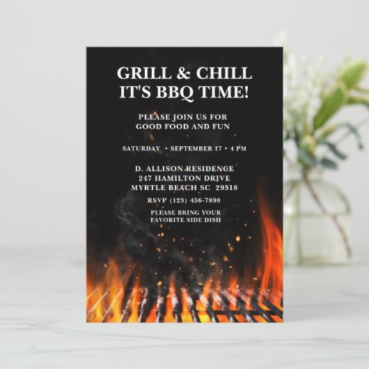 Grillabend Sommer Einladung (Stehend Vorderseite)