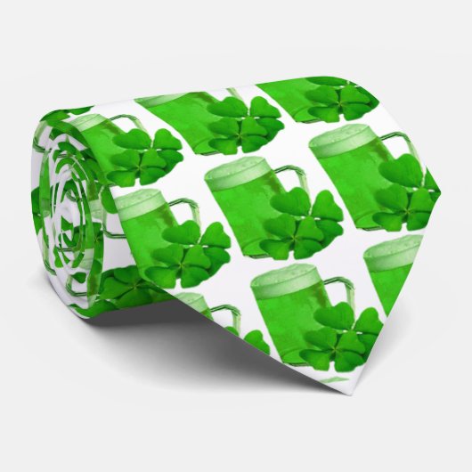 Grillbraun Kleeblatt Clovers st.Patrick's Day Krawatte (Gerollt)