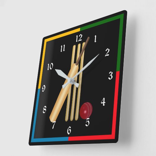 Grille, Schlecht, Fledermaus und Ball Quadratische Wanduhr (Winkel)