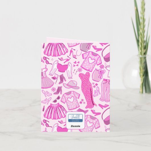 Grillecore, rosa und rosa Modedesign Karte (Rückseite)