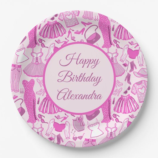 Grillecore, rosa und rosa Modedesign Pappteller (Vorderseite)