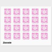 Grillecore, rosa und rosa Modedesign Quadratischer Aufkleber (Blatt)