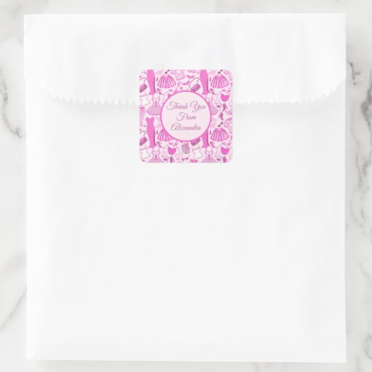 Grillecore, rosa und rosa Modedesign Quadratischer Aufkleber (Tasche)