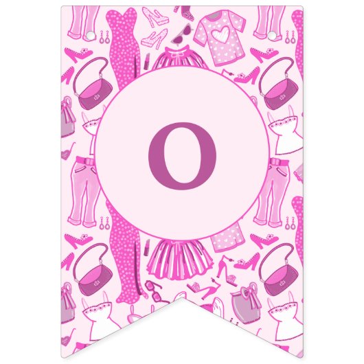 Grillecore, rosa und rosa Modedesign Wimpelkette (Dritte Fahne)