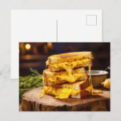 Grilled Cheese Sandwich, layers of melted cheese b Postkarte (Vorne/Hinten)