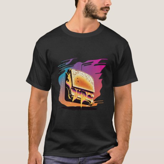 Grilled Cheese Synthwave 80s Retrowave Aesthetic T-Shirt (Vorderseite)