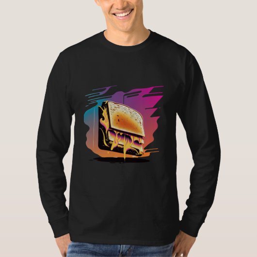 Grilled Cheese Synthwave 80s Retrowave Aesthetic T-Shirt (Vorderseite)