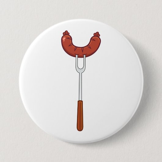 Grilled Sausage on BBQ Fork Button (Vorderseite)
