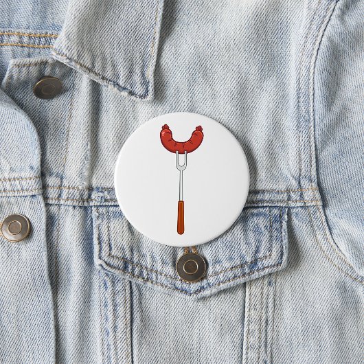 Grilled Sausage on BBQ Fork Button
