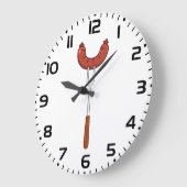 Grilled Sausage on BBQ Fork Große Wanduhr (Winkel)