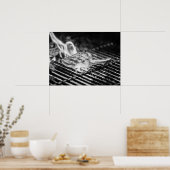 Grilled Tomahawk Steak auf Flaming GRILLEN Grill Poster (Küche)