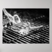 Grilled Tomahawk Steak auf Flaming GRILLEN Grill Poster (Vorne)