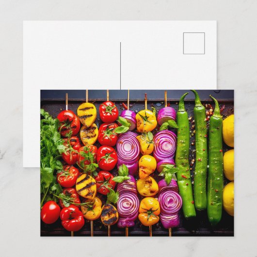 Grilled Vegetable. Array of beautifully charred ve Postkarte (Vorne/Hinten)