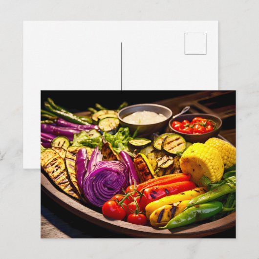 Grilled Vegetable. Array of beautifully charred ve Postkarte (Vorne/Hinten)