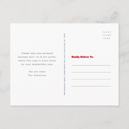 Grillen 4. Juli Moderne Stars Streifen Rotes Blau Einladungspostkarte (Rückseite)