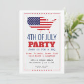 GRILLEN 4. Juli Patriotisches Party Einladung (Stehend Vorderseite)