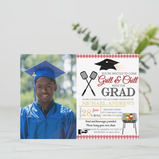 GRILLEN Abschluss Einladung (Stehend Vorderseite)