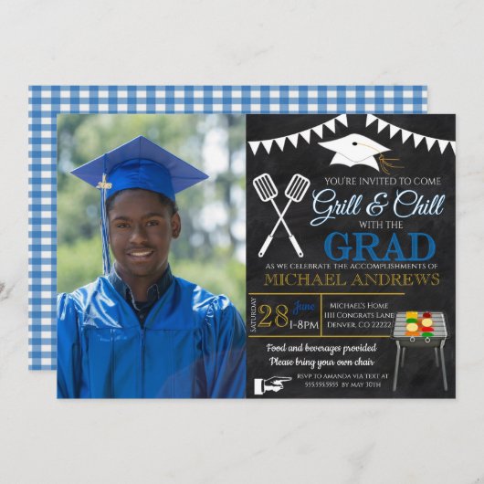 GRILLEN Abschluss Einladung (Vorne/Hinten)