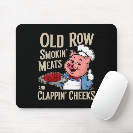 Grillen Altes Row Rauchen Fleisch und Kappin Wange Mousepad (Mit Mouse)