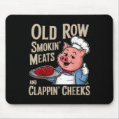 Grillen Altes Row Rauchen Fleisch und Kappin Wange Mousepad (Vorne)
