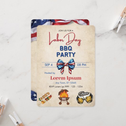 Grillen am Arbeitstag Aufforderung zur Vorlage (Vorderseite/Rückseite Beispiel)